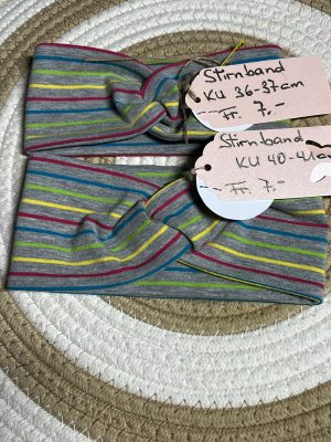 Stirnband Grau mit Streifen